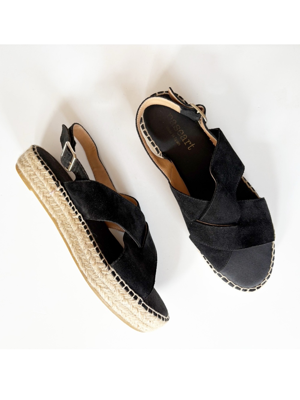 Paseart || Suede Espadrille Sandals Made in Spain Black 40